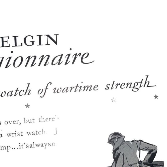 Vintage 1928 Elgin Legionnaire Watch Peacetime Watch Ad Advertisement - Picture 4 of 5